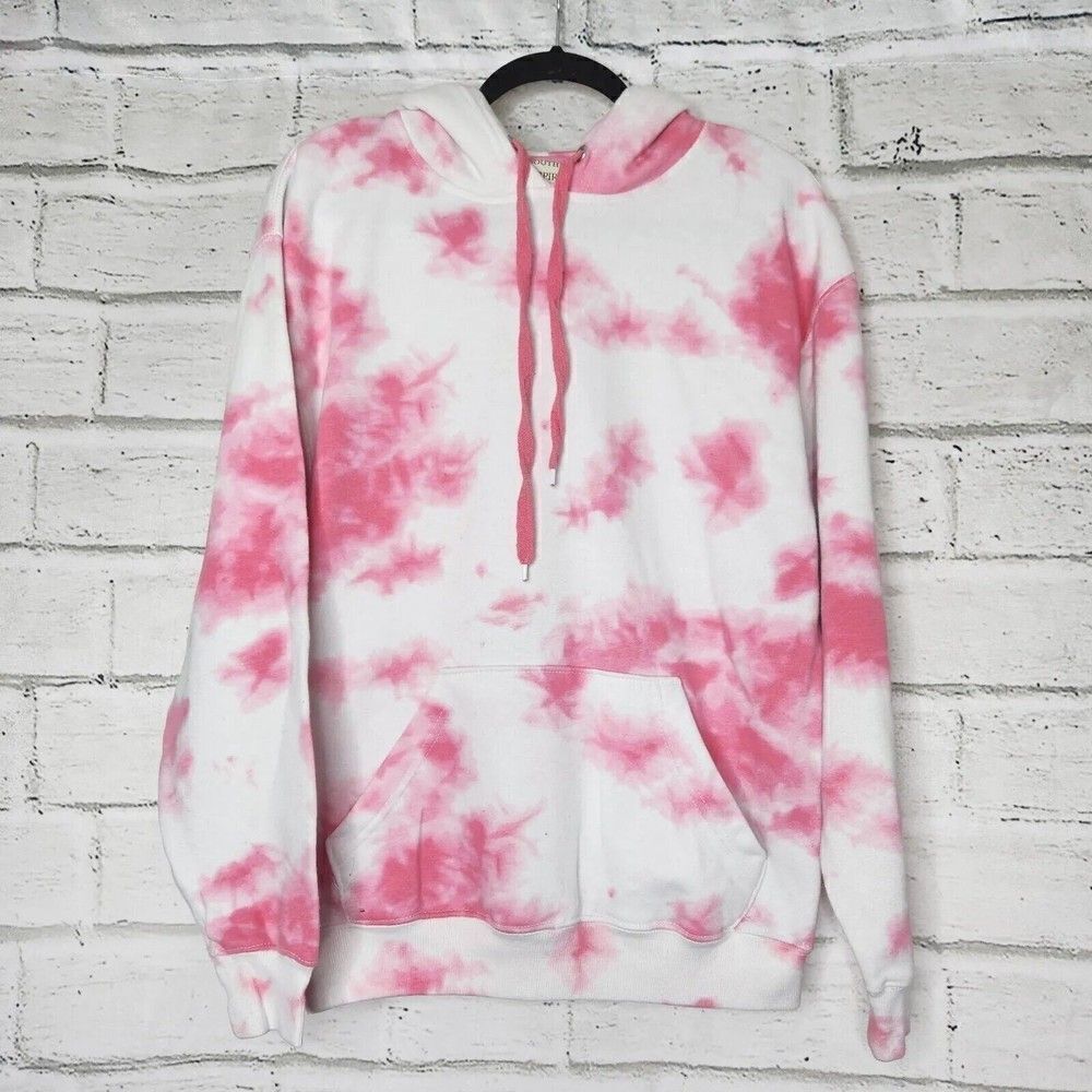 Southern Spirit Women's Pink White Tie Dye Hooded Sweatshirt Size Medium